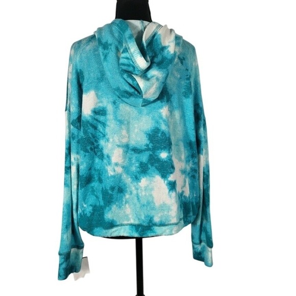 JUSTICE Girls Tie Dye Pullover Hoodie Top Silver Graphic Drawstring Hem  Size XL - Picture 5 of 7